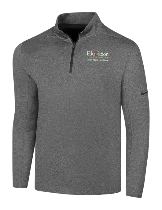 NIKE Dark Grey Heather Dry 1/2 Zip Cover-Up w/Education Credit Union Logo