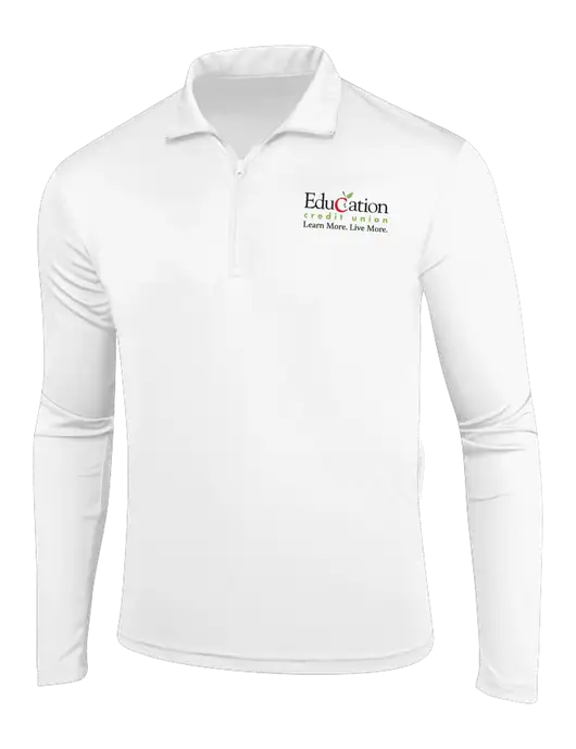 White PosiCharge Competitor 1/4 Zip Pullover w/Education Credit Union Logo