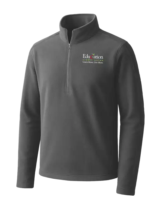 Medium Grey Microfleece 1/2 Zip Pullover w/Education Credit Union Logo