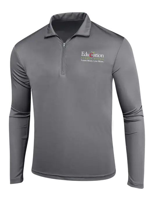Medium Grey PosiCharge Competitor 1/4 Zip Pullover w/Education Credit Union Logo