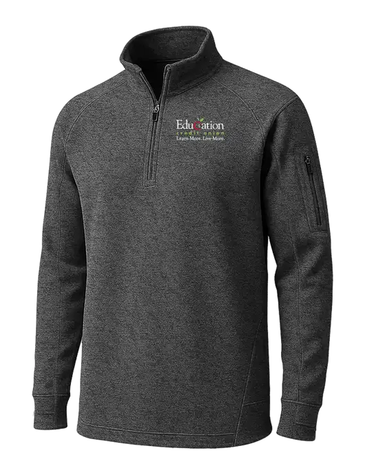 Graphite Heather Tech Fleece 1/4 Zip Pullover w/Education Credit Union Logo
