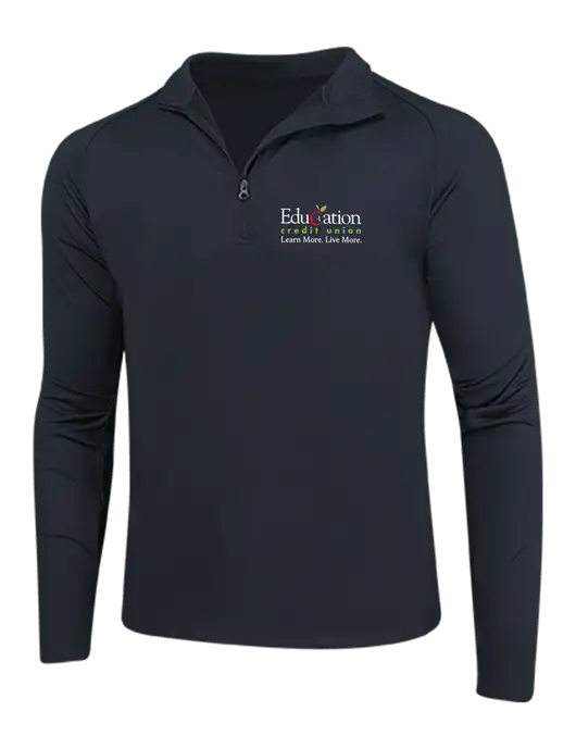 Black Sport Wick Stretch 1/4 Zip Pullover w/Education Credit Union Logo