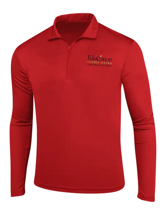 Red PosiCharge Competitor 1/4 Zip Pullover w/Education Credit Union Logo