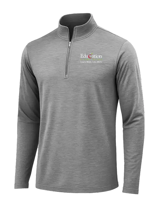 Dark Grey Heather Posicharge Tri-Blend Wicking 1/4 Zip Pullover w/Education Credit Union Logo