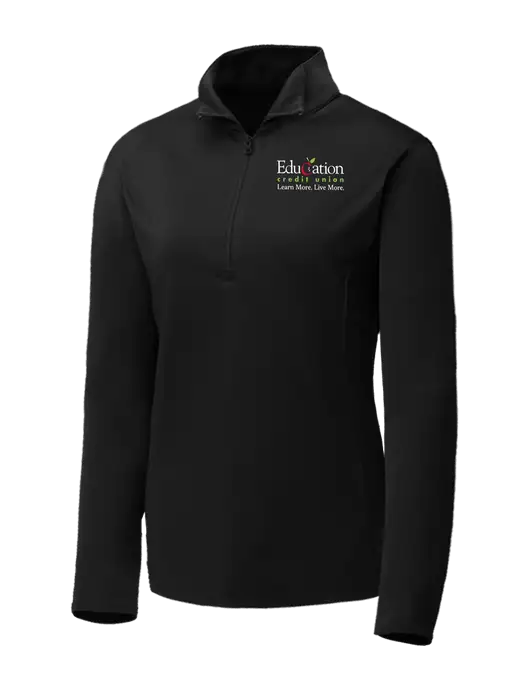 Black Womens Posicharge Competitor ¼ Zip Pullover w/Education Credit Union Logo
