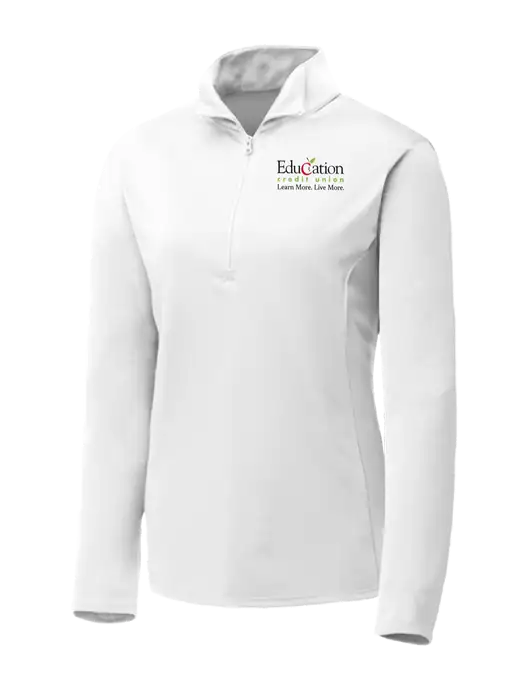 White Womens Posicharge Competitor ¼ Zip Pullover w/Education Credit Union Logo