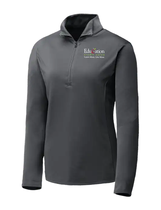 Dark Grey Womens Posicharge Competitor ¼ Zip Pullover w/Education Credit Union Logo