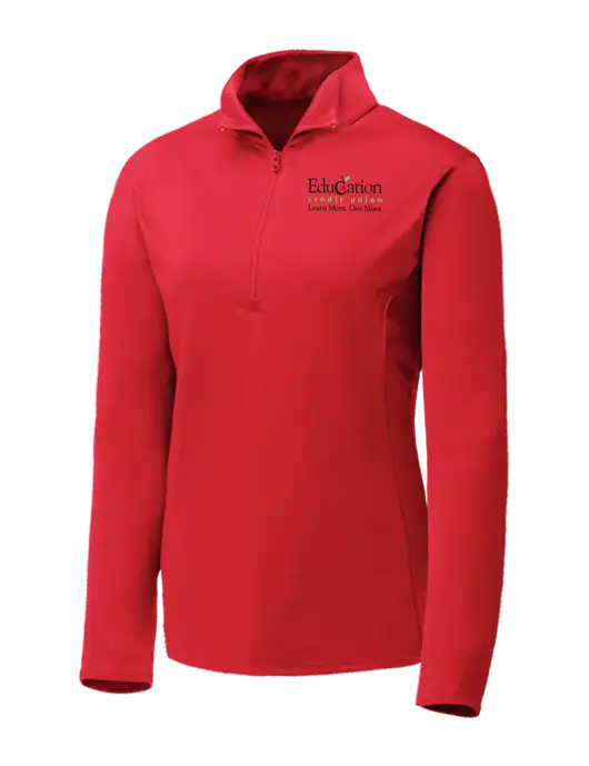 Red Womens Posicharge Competitor ¼ Zip Pullover w/Education Credit Union Logo