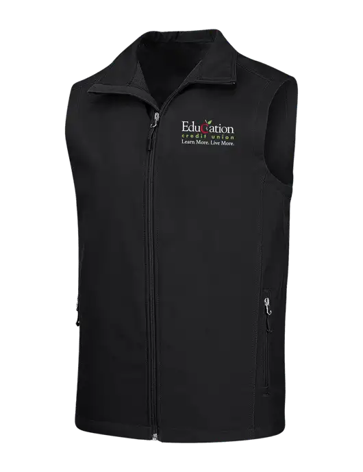 Black Core Soft Shell Vest w/Education Credit Union Logo