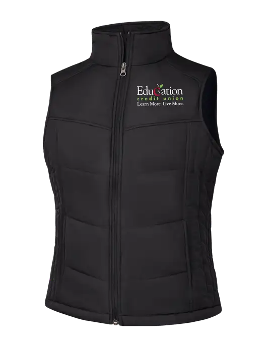 Womens Black/Black Vest w/Education Credit Union Logo