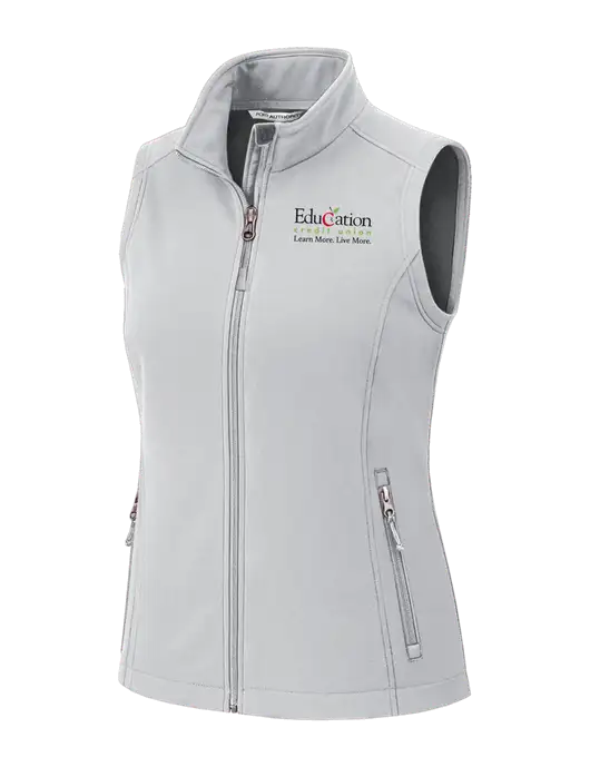 Marshmellow Womens Core Soft Shell Vest w/Education Credit Union Logo