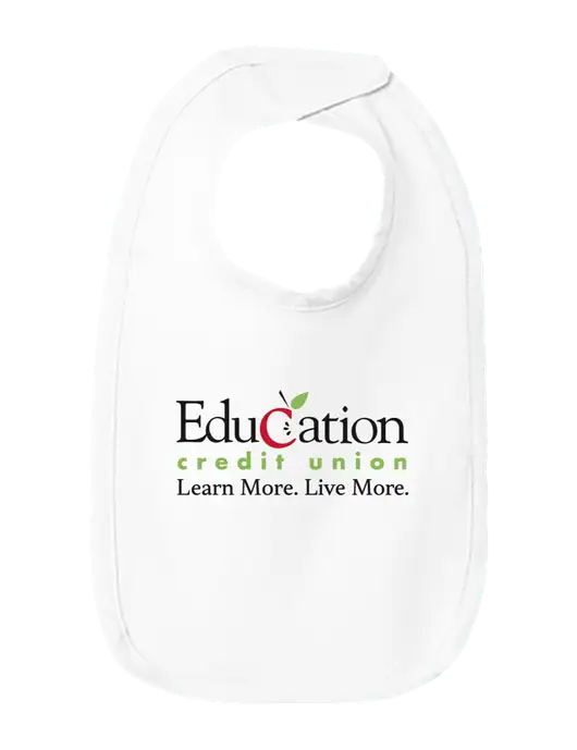 Rabbit Skins White Infant Premium Jersey Bib w/Education Credit Union Logo