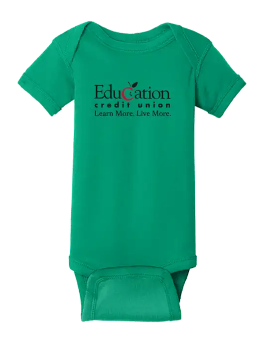 Rabbit Skins Kelly Infant Short Sleeve Baby Rib Bodysuit w/Education Credit Union Logo