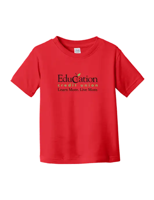 Rabbit Skins Red Toddler Fine Jersey Tee w/Education Credit Union Logo