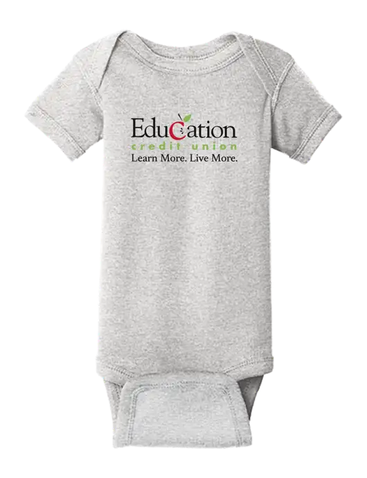 Rabbit Skins Light Grey Heather Infant Short Sleeve Baby Rib Bodysuit w/Education Credit Union Logo
