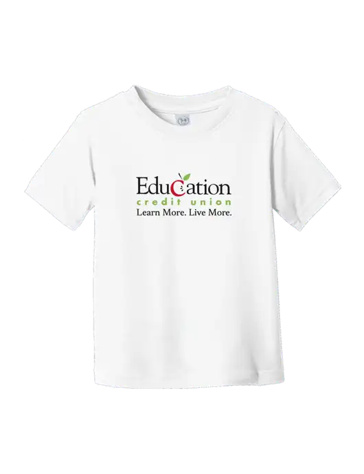 Rabbit Skins White Toddler Fine Jersey Tee w/Education Credit Union Logo