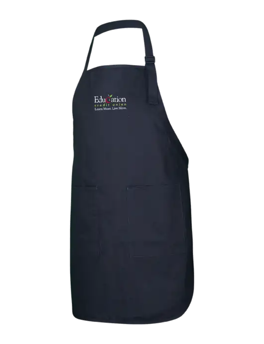 Full-Length Black Apron With Pockets w/Education Credit Union Logo
