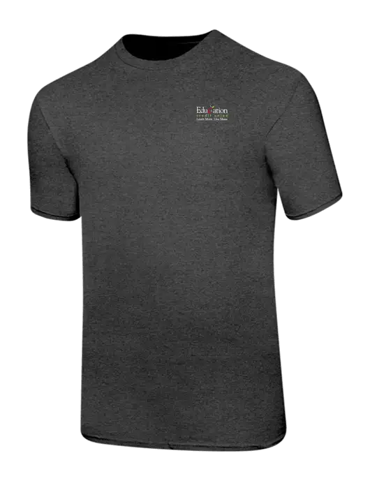 Ring Spun Dark Heather Grey 4.5 oz T-Shirt w/Education Credit Union Logo
