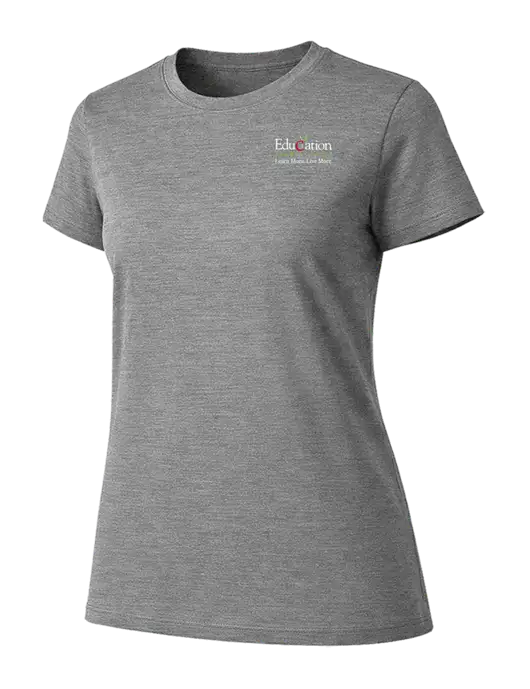 Womens Ring Spun Light Grey Heather 4.5 oz T-Shirt w/Education Credit Union Logo