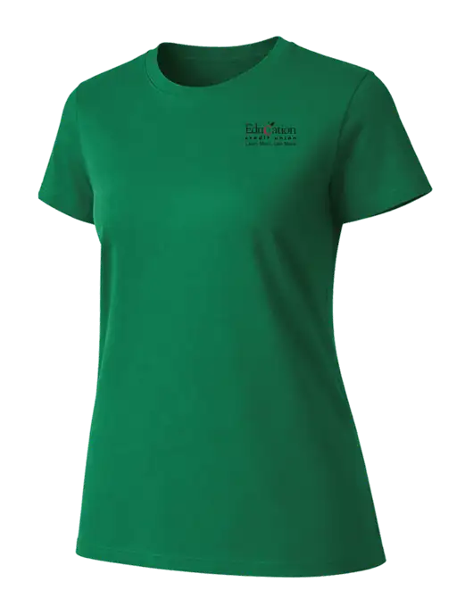 Womens Ring Spun Kelly Green 4.5 oz T-Shirt w/Education Credit Union Logo