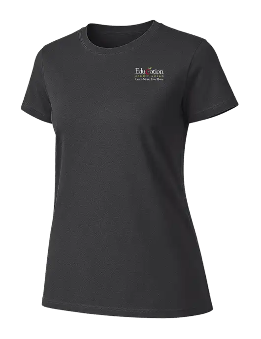 Womens Ring Spun Charcoal 4.5 oz T-Shirt w/Education Credit Union Logo