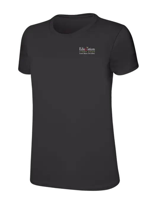 Womens Ring Spun Charcoal 4.5 oz T-Shirt w/Education Credit Union Logo