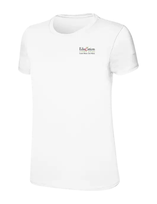 Womens Ring Spun White 4.5 oz T-Shirt w/Education Credit Union Logo