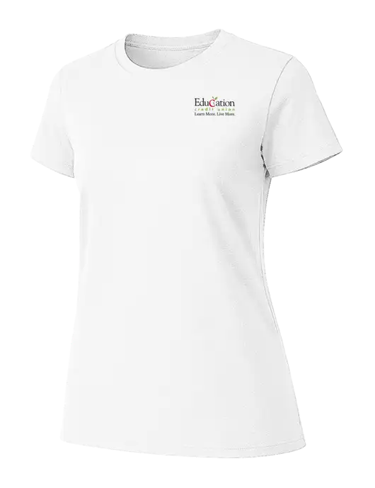 Womens Ring Spun White 4.5 oz T-Shirt w/Education Credit Union Logo
