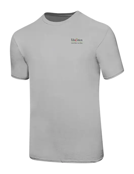 Ring Spun Silver 4.5 oz T-Shirt w/Education Credit Union Logo