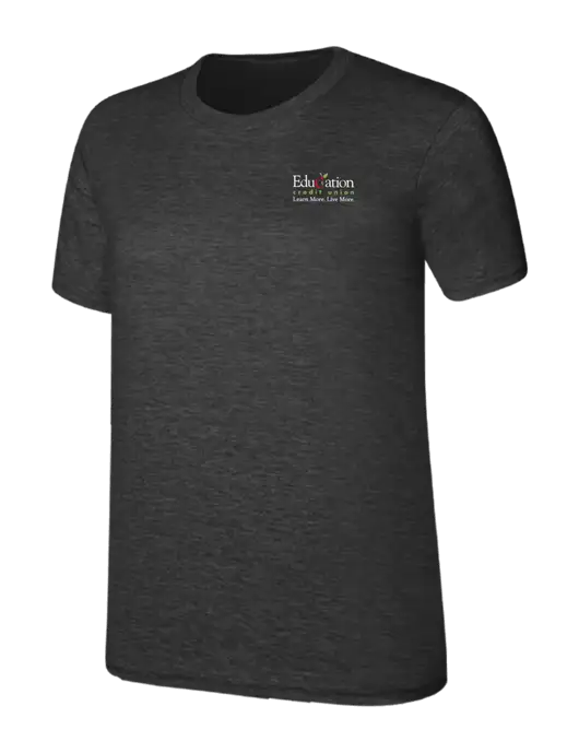 Womens Ring Spun Dark Heather Grey 4.5 oz T-Shirt w/Education Credit Union Logo