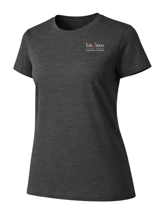 Womens Ring Spun Dark Heather Grey 4.5 oz T-Shirt w/Education Credit Union Logo