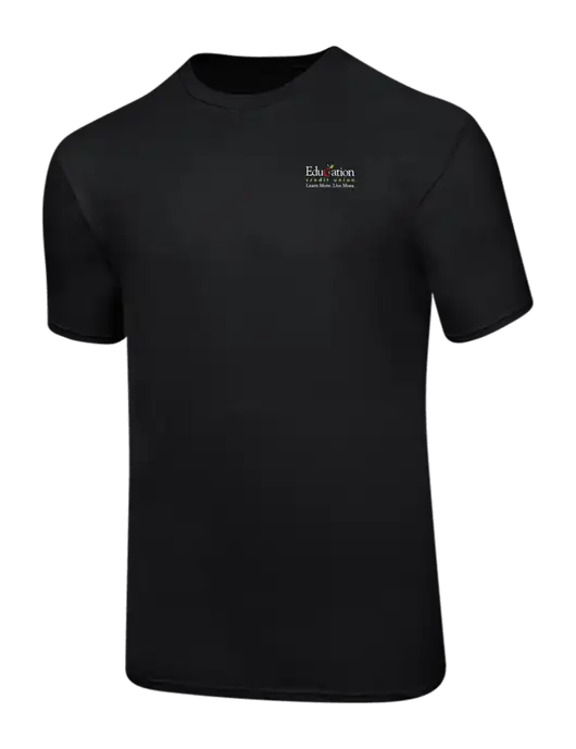 Ring Spun Jet Black 4.5 oz T-Shirt w/Education Credit Union Logo