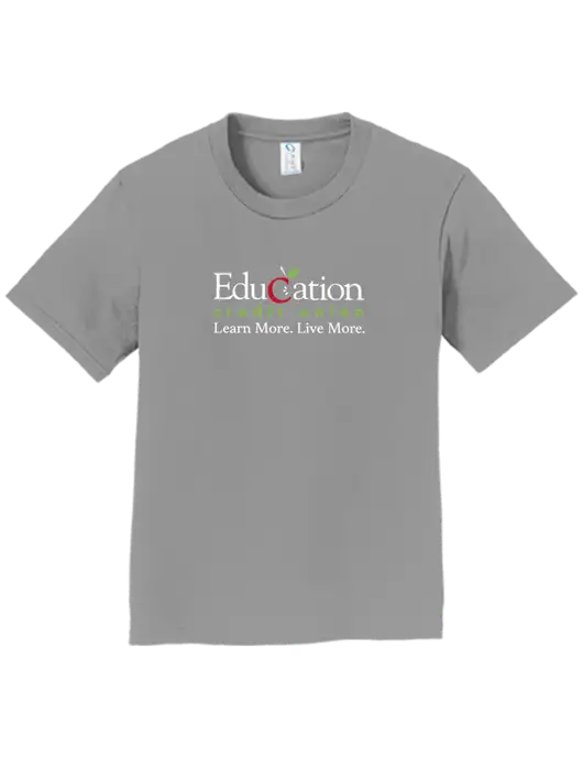 Youth Ring Spun Medium Grey 4.5 oz T-Shirt w/Education Credit Union Logo