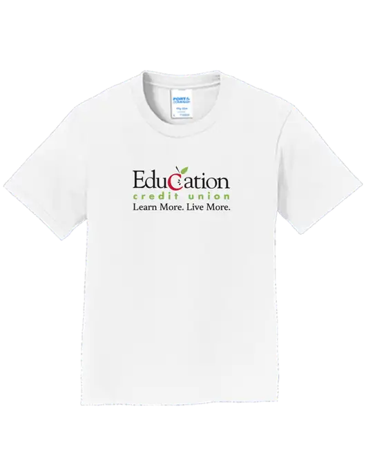 Youth Ring Spun White 4.5 oz T-Shirt w/Education Credit Union Logo