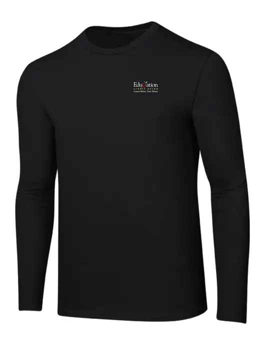 Ring Spun Jet Black 4.5 oz Long Sleeve T-Shirt w/Education Credit Union Logo