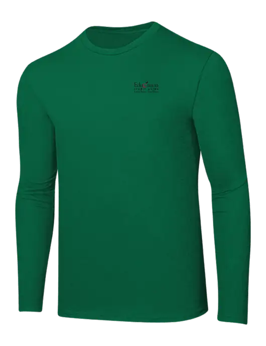 Ring Spun Kelly Green 4.5 oz Long Sleeve T-Shirt w/Education Credit Union Logo