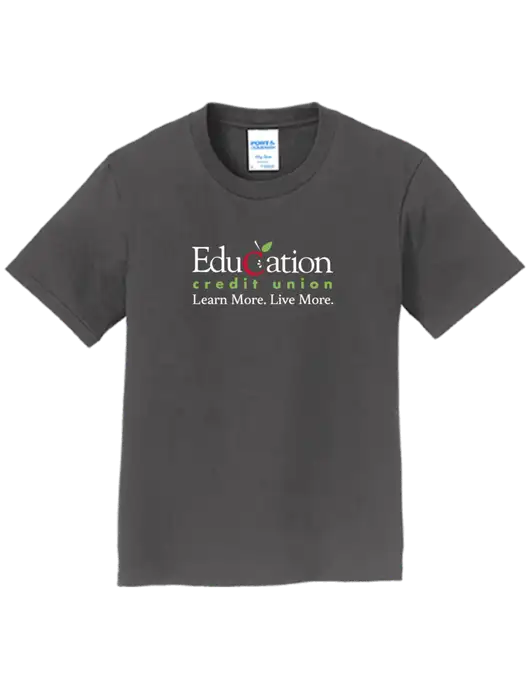 Youth Ring Spun Charcoal 4.5 oz T-Shirt w/Education Credit Union Logo