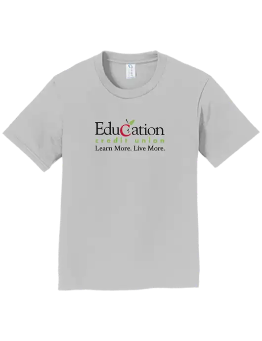 Youth Ring Spun Silver 4.5 oz T-Shirt w/Education Credit Union Logo