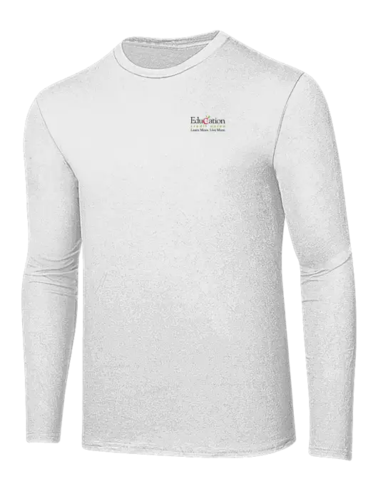 Ring Spun White 4.5 oz Long Sleeve T-Shirt w/Education Credit Union Logo