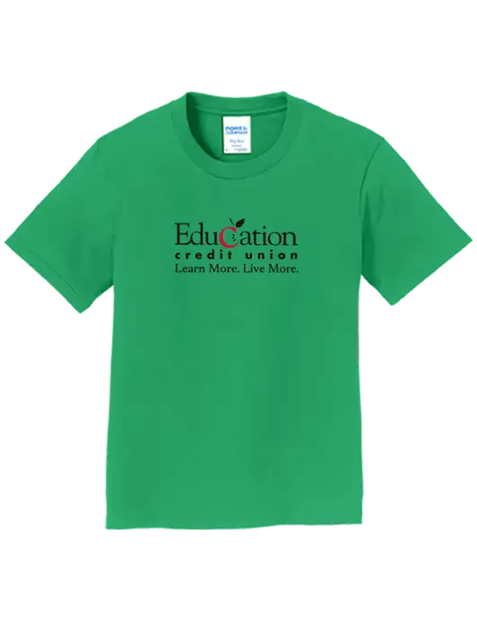 Youth Ring Spun Kelly Green 4.5 oz T-Shirt w/Education Credit Union Logo