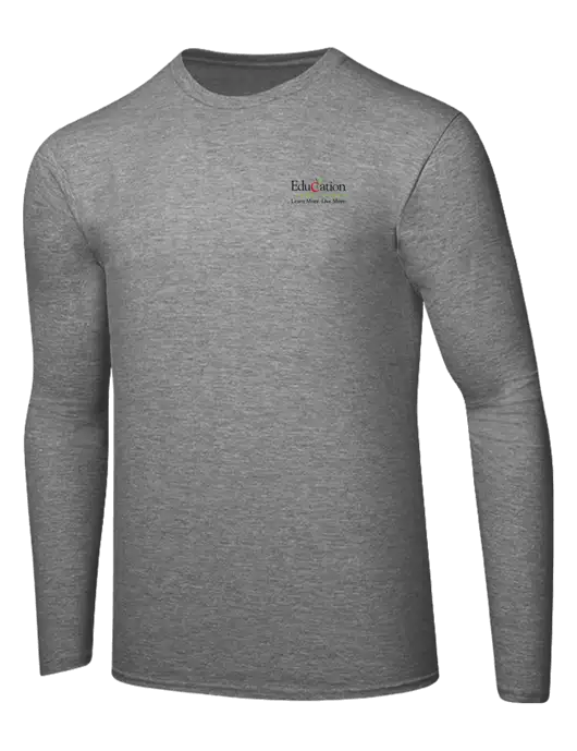 Ring Spun Light Heather Grey 4.5 oz Long Sleeve T-Shirt w/Education Credit Union Logo