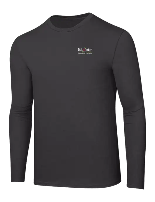 Ring Spun Charcoal 4.5 oz Long Sleeve T-Shirt w/Education Credit Union Logo