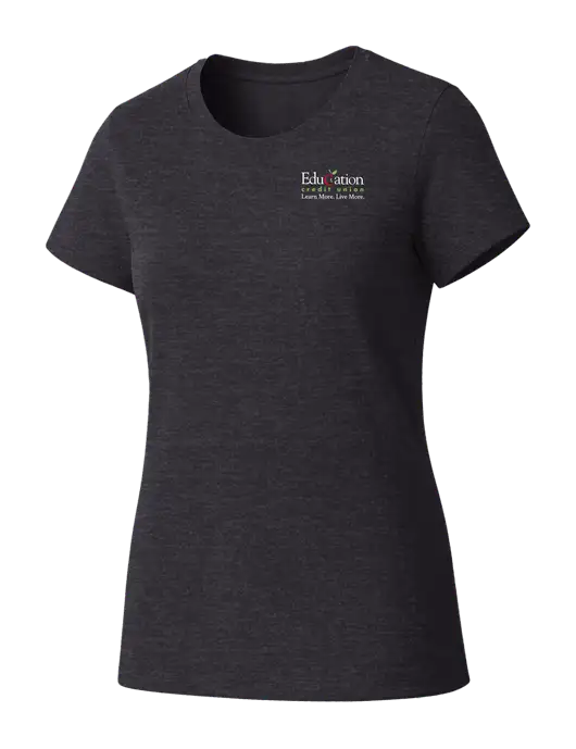 Womens Seriously Soft Heathered Charcoal T-Shirt w/Education Credit Union Logo