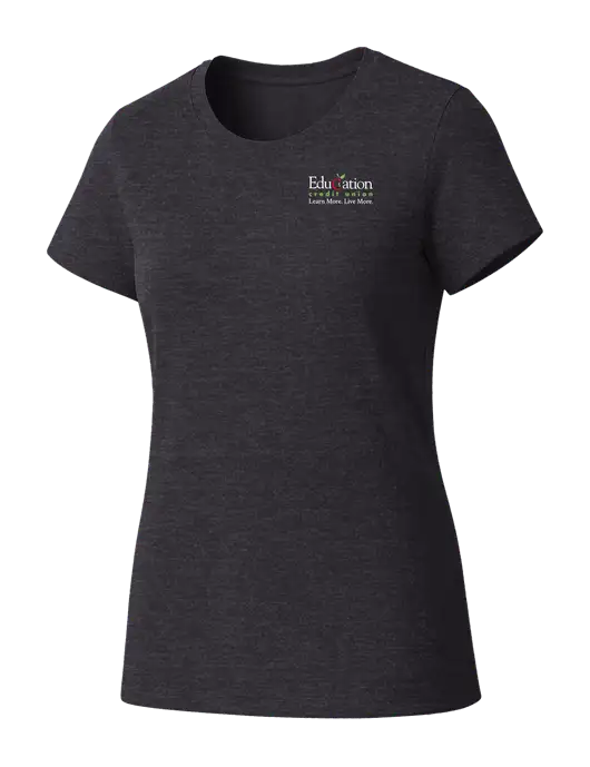 Womens Seriously Soft Heathered Charcoal T-Shirt w/Education Credit Union Logo