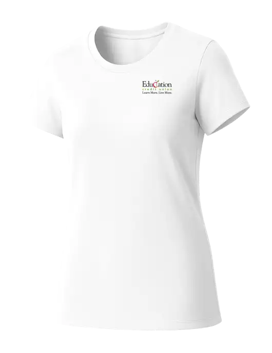 Womens Seriously Soft White T-Shirt w/Education Credit Union Logo
