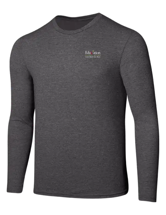 Seriously Soft Heathered Charcoal Long Sleeve T-Shirt w/Education Credit Union Logo