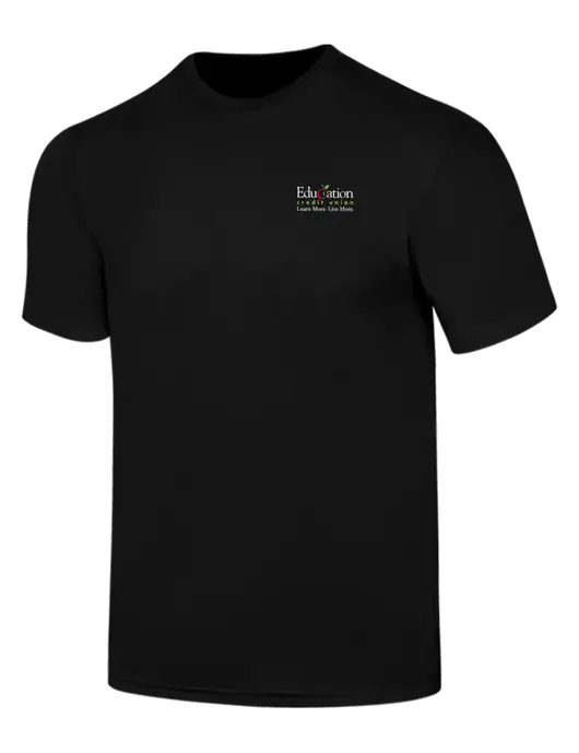 Simply Soft Black 4.5oz  Poly/Combed Ring Spun Cotton T-Shirt w/Education Credit Union Logo
