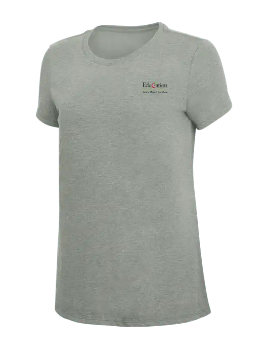 Womens Simply Soft Grey Frost 4.5oz  Poly/Combed Ring Spun Cotton T-Shirt w/Education Credit Union Logo