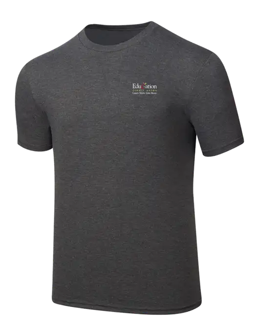Simply Soft Heathered Charcoal 4.5oz  Poly/Combed Ring Spun Cotton T-Shirt w/Education Credit Union Logo