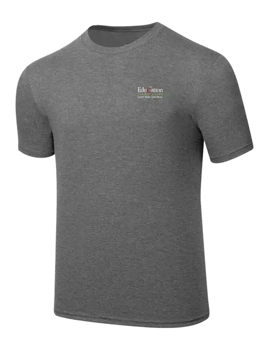 Simply Soft Heathered Medium Grey 4.5oz  Poly/Combed Ring Spun Cotton T-Shirt w/Education Credit Union Logo